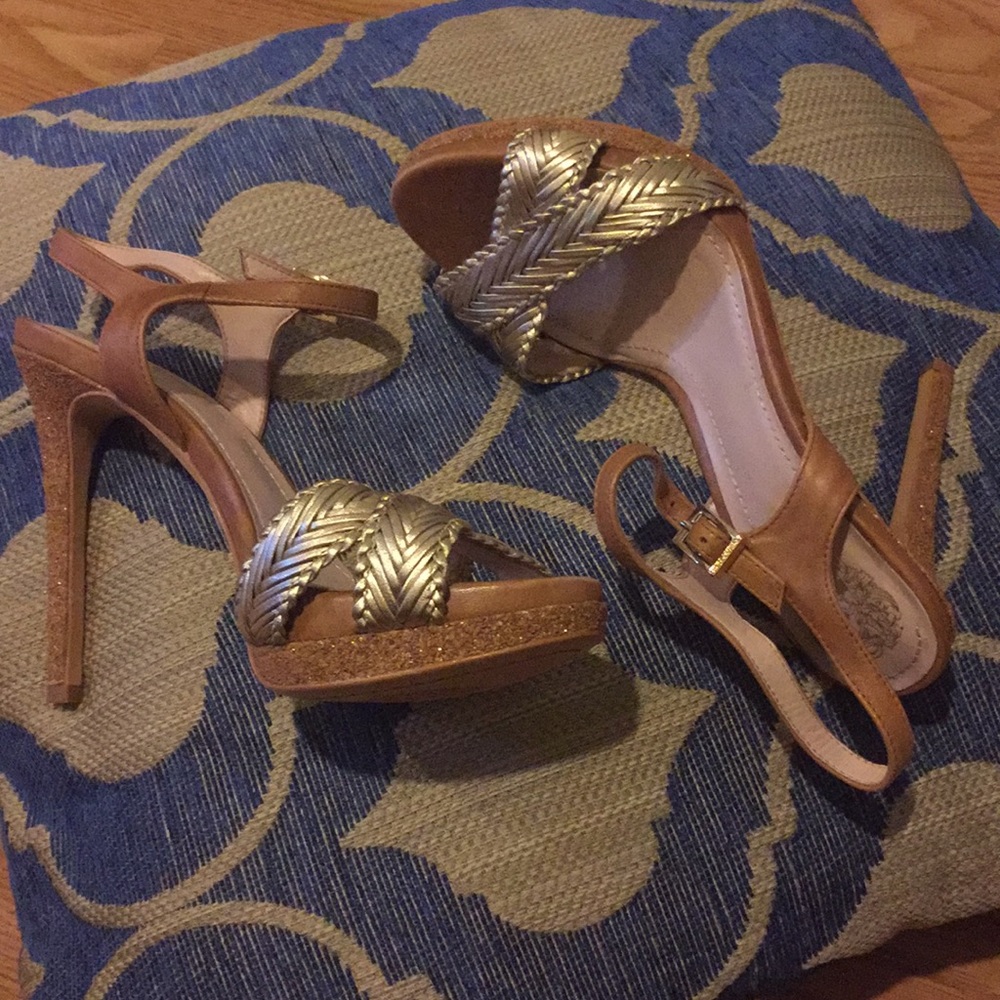 Gold braided heels